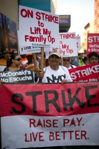 Thousands gathered in more than 150 cities for an increase to the minimum wage and stronger unionization.