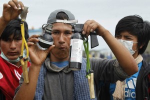 Bolivian police used tear gas to break up the crowd of Guaraní protesters.