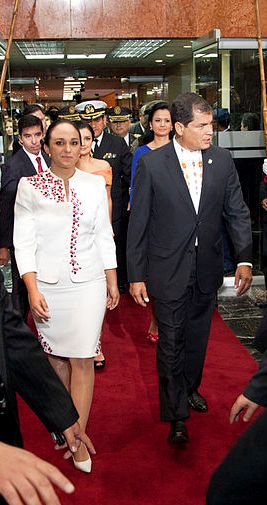 Gabriela Rivadeneira, proponent of the constitutional amendments, with President Rafael Correa in May 2013