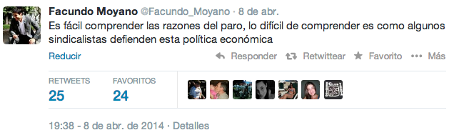 Tuit de Facundo Moyano líder del Sindicato Unico de Trabajadores de los Peajes y Afines