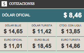 The value of the dollar and the euro are published daily in the majority of Argentinean newspapers. 