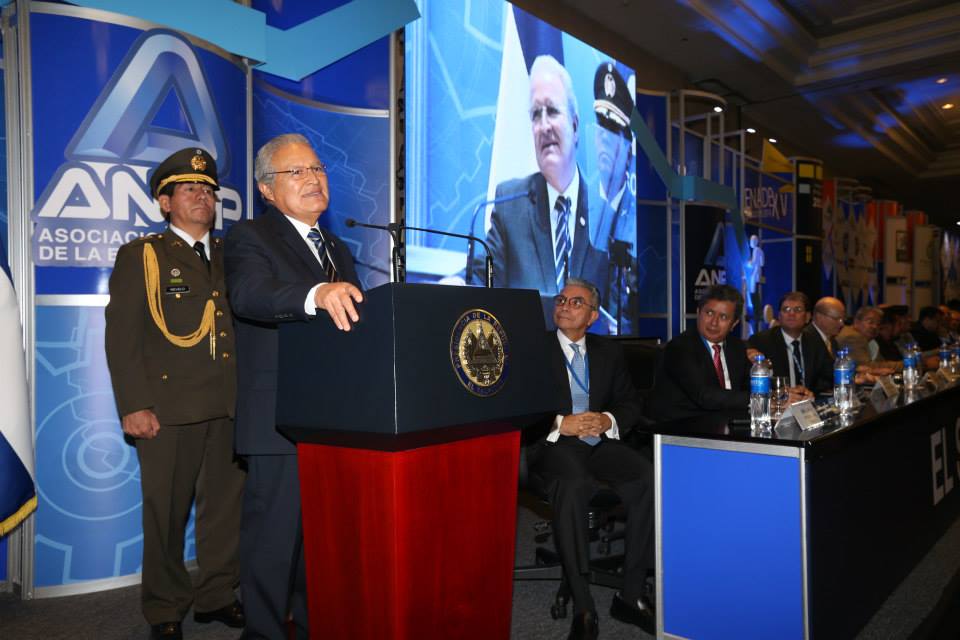 Salvador Sánchez Cerén, presidente de El Salvador, durante su discurso en ENADE