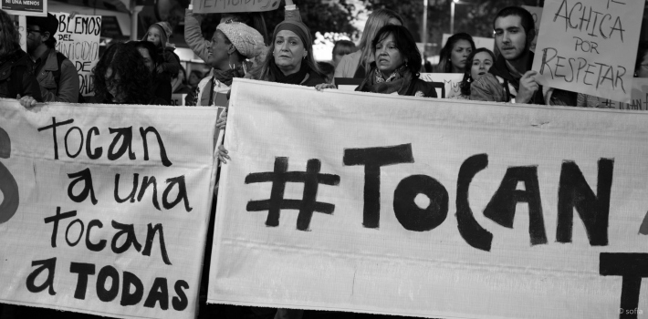 Feminist protestors in Montevideo, Uruguay, call for an end to gender-based violence.