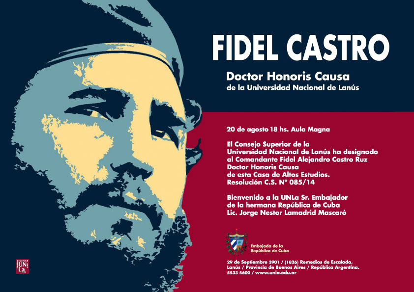 Invitation to the award ceremony for former President Fidel Castro.