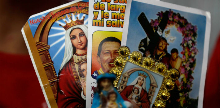 Chávez: Venezuela's Catholic and Evangelical leaders have denounced <em>Chavista</em> appropriation of Christian imagery. (<a href="http://cb24.tv/wp-content/uploads/2013/03/Hugo-Ch%C3%A1vez.jpg" target="_blank">Cb24Tv</a>)