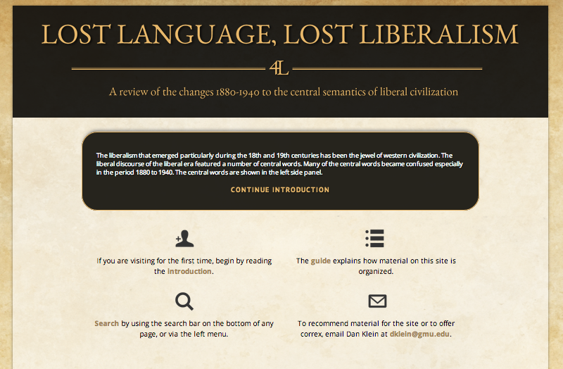 Lost Language, Lost Liberalism website