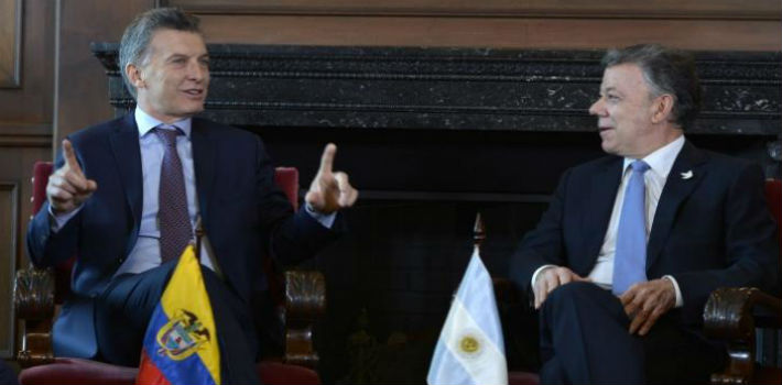 El presidente de Argentina Mauricio Macri y el presidente de Colombia Juan Manuel Santos en la Casa de Nariño (Diario Chaco)
