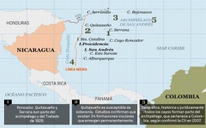 Nicaragua y Colombia tienen conflictos de fronteras marítimas. (El Comercio)
