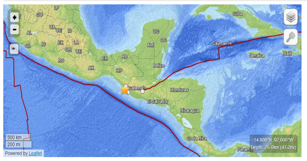 Localización del terremoto de Chiapas. (USGS)