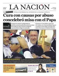 Así colocaba en tapa de su edición impresa el viernes 22 de abril La Nación su investigación sobre la Iglesia en Paraguay. (Oscar López)