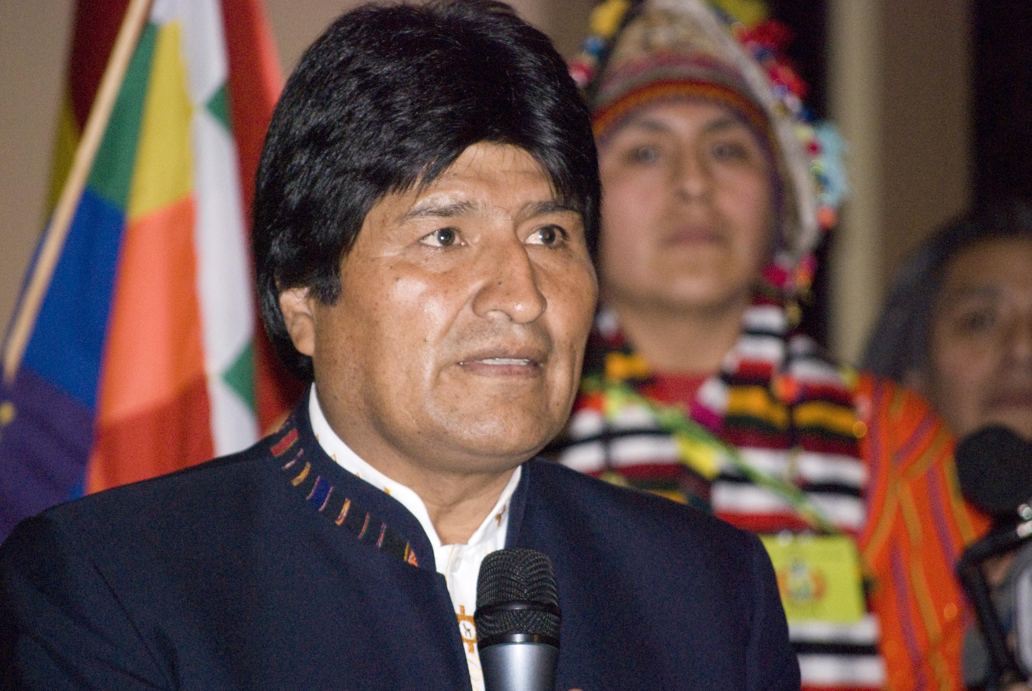 Evo Morales auf der Akademie der bildenden Künste in Wien