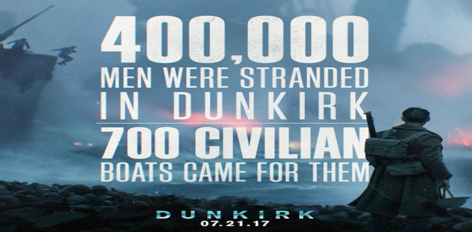 400.000 estaban varados en Dunkerque. 700 barcos civiles fueron a rescatarles. Dunkirk 21/7/17