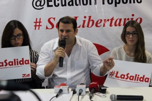 Joselo Andrade, director de la agrupación en Guayaquil, presentó las propuestas a la prensa. (Movimiento Libertario Ecuador)