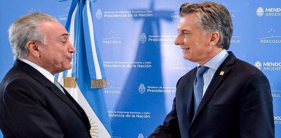 Los presidentes Mauricio Macri y Michel Temer. (Twitter)