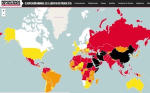 A color más fuerte, más peligro para los periodistas: El mapa global de RSF y la Libertad de Prensa (RSF)