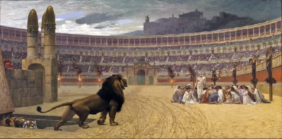 La persecución a cristianos sucede desde su surgimiento, en Roma eran crucificados y devorados por leones. ()