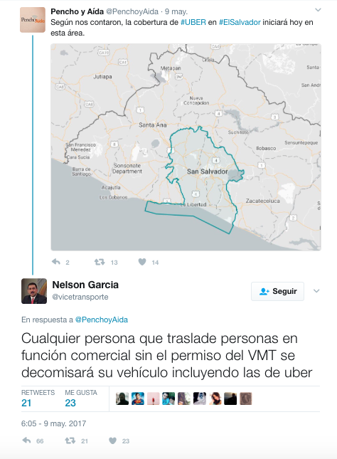 Intercambio de opciones entre el funcionario público y una entrevista matutina de El Salvador. (Twitter)