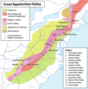 Los Montes Apalaches recorren el área desde el estado de Nueva York hasta Alabama. (Wikipedia)