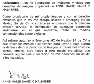 Los documentos a los que accedió Buzfeed incluyen una misiva firmada por la primera dama solicitando la remoción de contenidos que utilicen su imagen (BuzFeed)