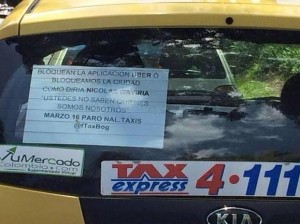 Taxistas preparan contra Uber una protesta masiva para el día lunes 16 de marzo. (Twitter)