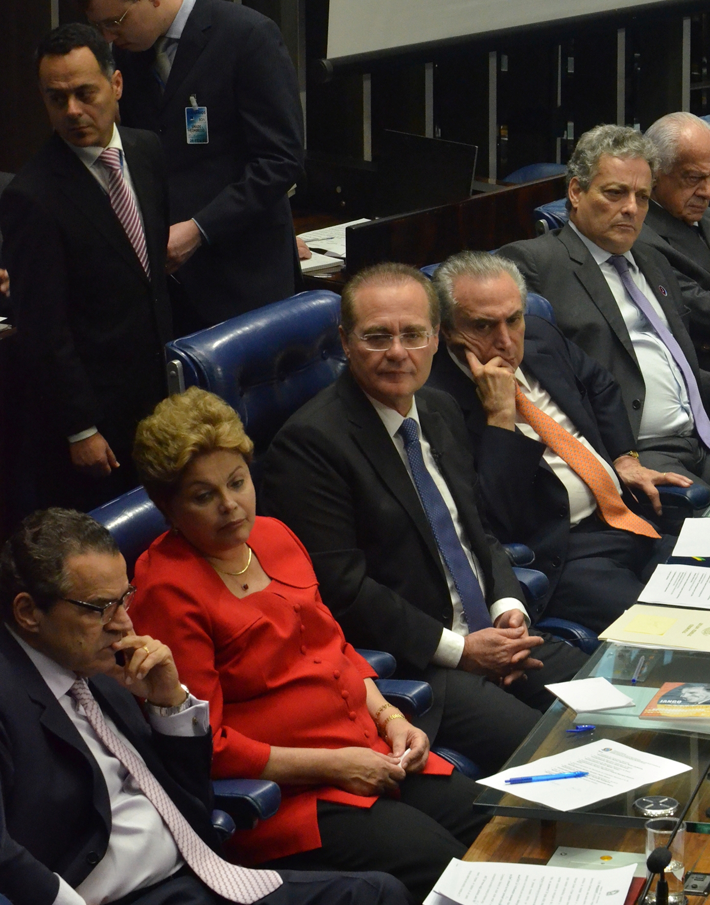 Alves, Rousseff y Calheiros en el Congreso
