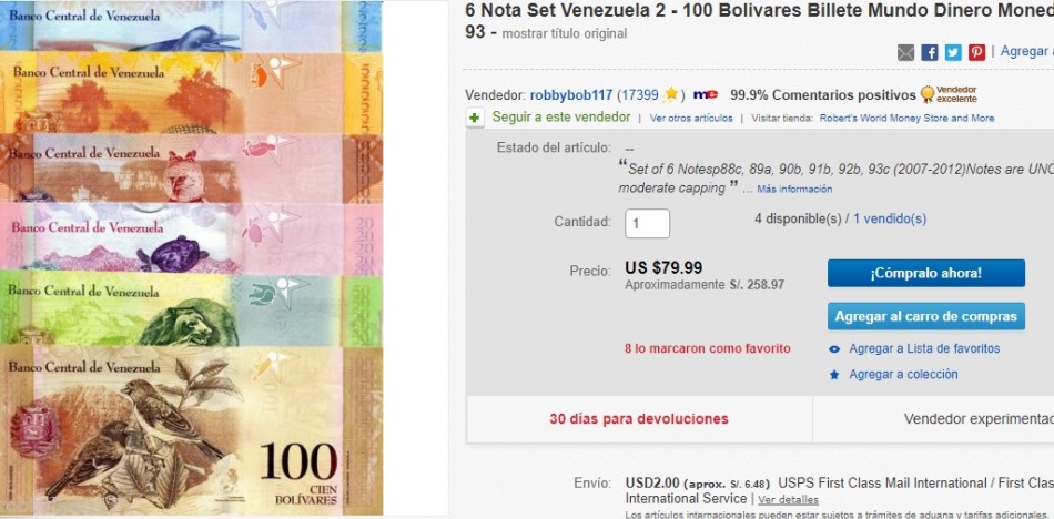 ebay - billetes venezuela