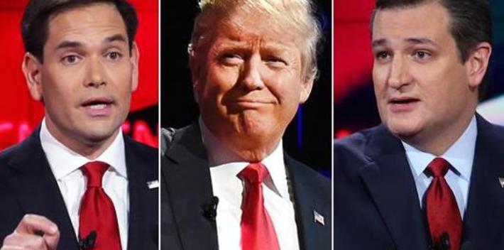 De los candidatos que lideran los sondeos republicanos, Rubio y Cruz se han enfrascado en una guerra fratricida, en vez de atacar a Trump, que puntea. (CNBC)