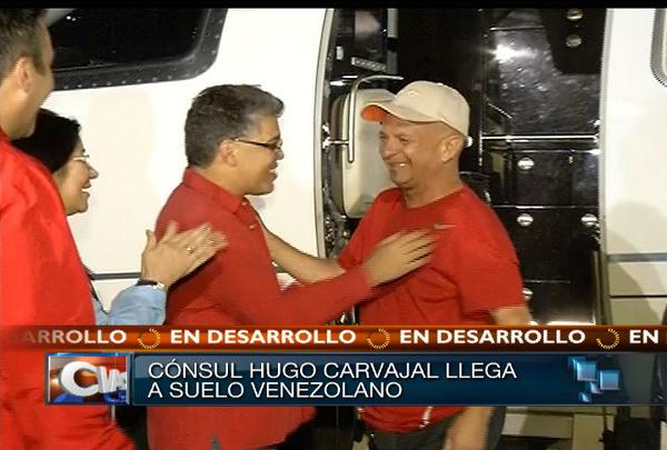 Hugo Carvajal llega a Venezuela.