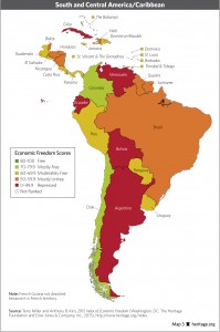 América Latina al mismo tiempo que posee economías en crecimiento tiene países estancados o en retroceso. (Heritage)