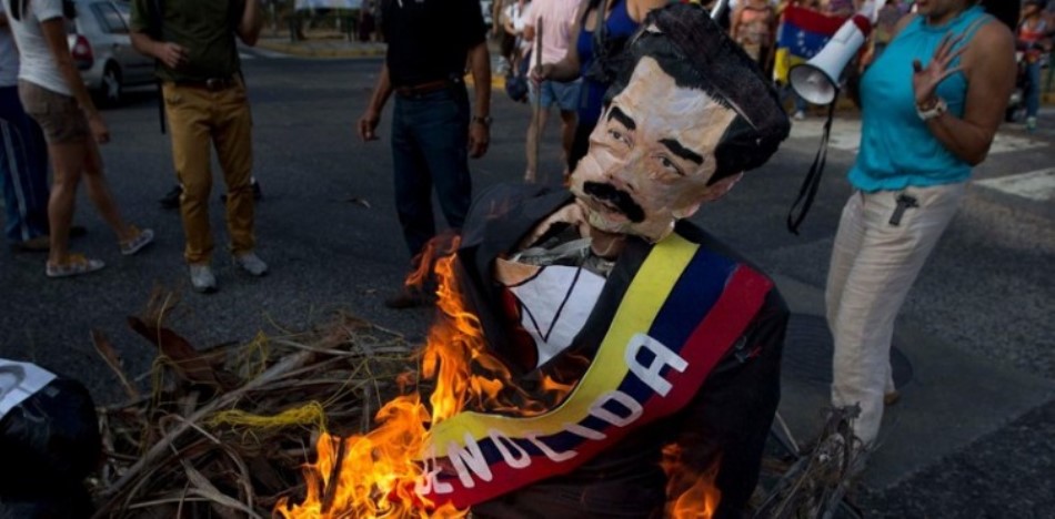  Burning Effigies of President Nicolás Maduro