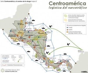 Las rutas que el narcotráfico usa para el transporte de sustancias a lo largo y ancho de Centroamérica. (@elOrdenMundial)