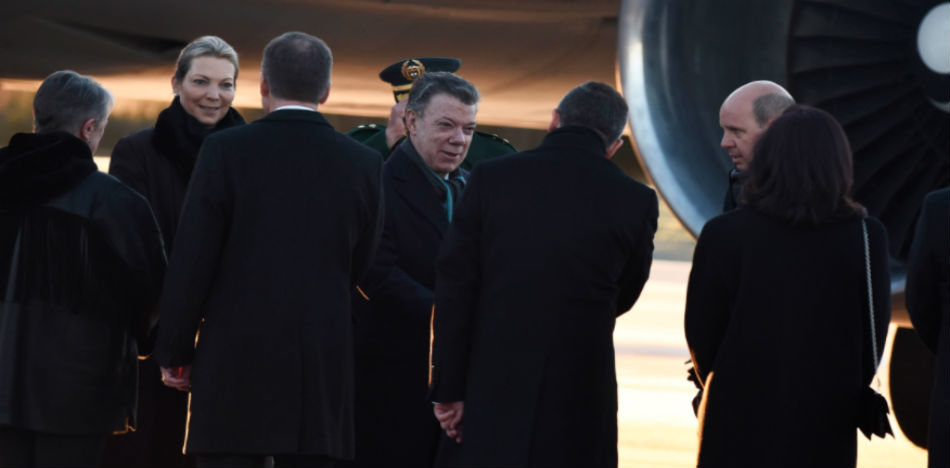 El presidente Santos llegó a Oslo junto a su esposa para recibir el Nobel de paz (Cesar Carrión - SIG)
