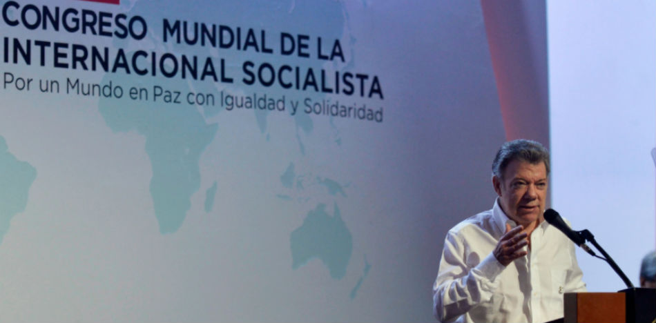 El presidente afirmó que no se puede usar la paz como bandera política en el congreso de la Internacional Socialista (Juan David Tena - SIG)